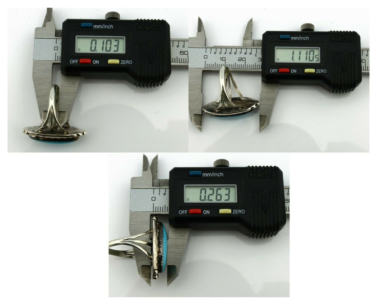 Navajo Ring .925 Silver Natural Blue Turquoise Artist Signed SC C.80's