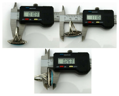 Navajo Ring .925 Silver Natural Blue Turquoise Artist Signed SC C.80's