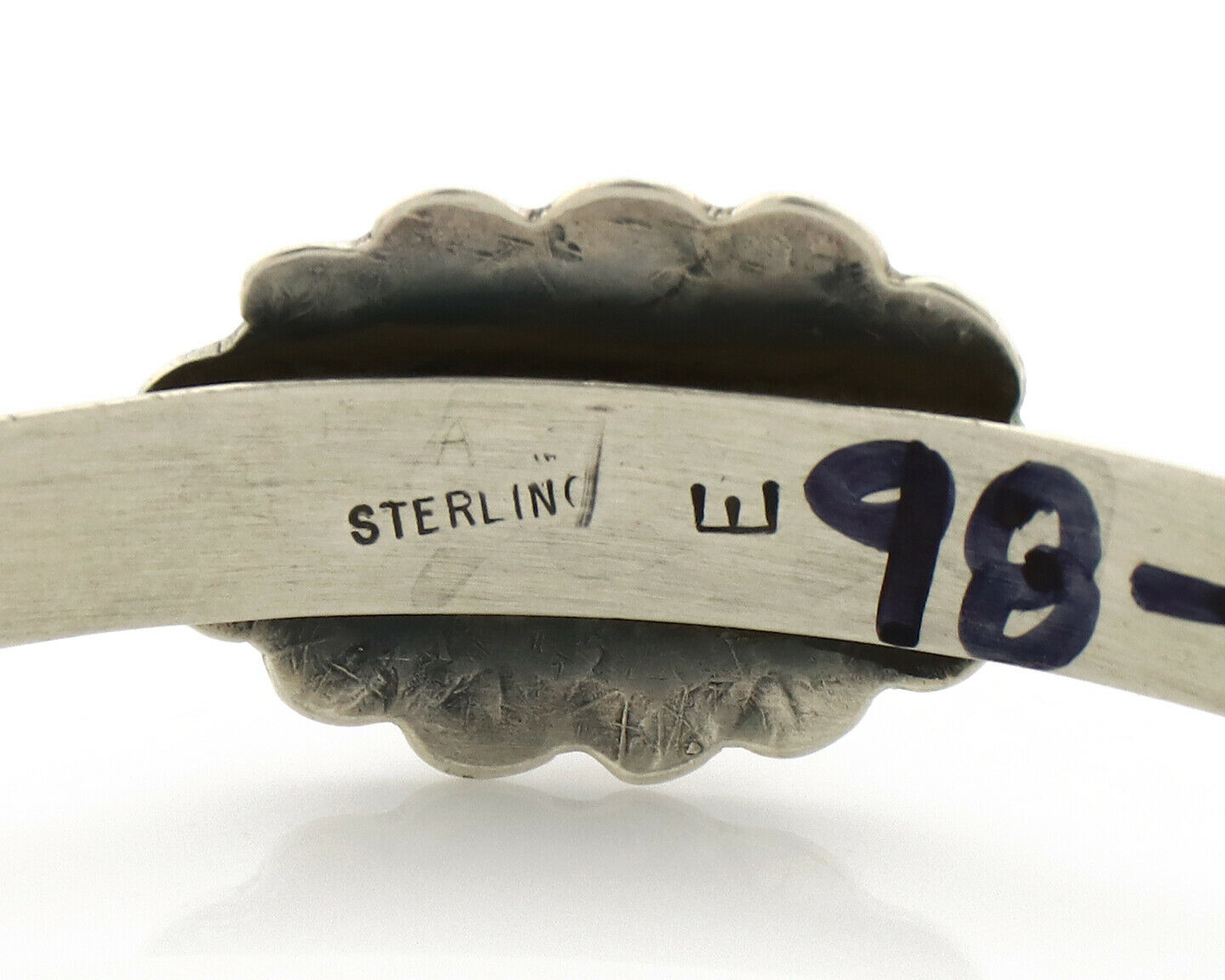 Navajo Bracelet .925 Silver Natural Black Onyx Artist Signed E C.1980's