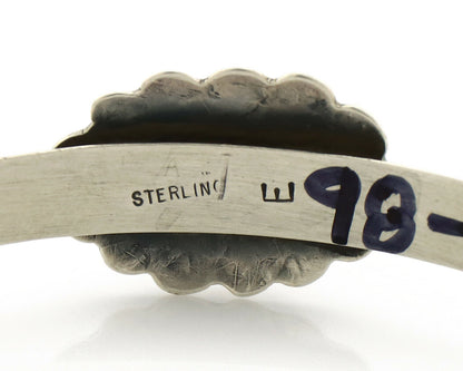 Navajo Bracelet .925 Silver Natural Black Onyx Artist Signed E C.1980's