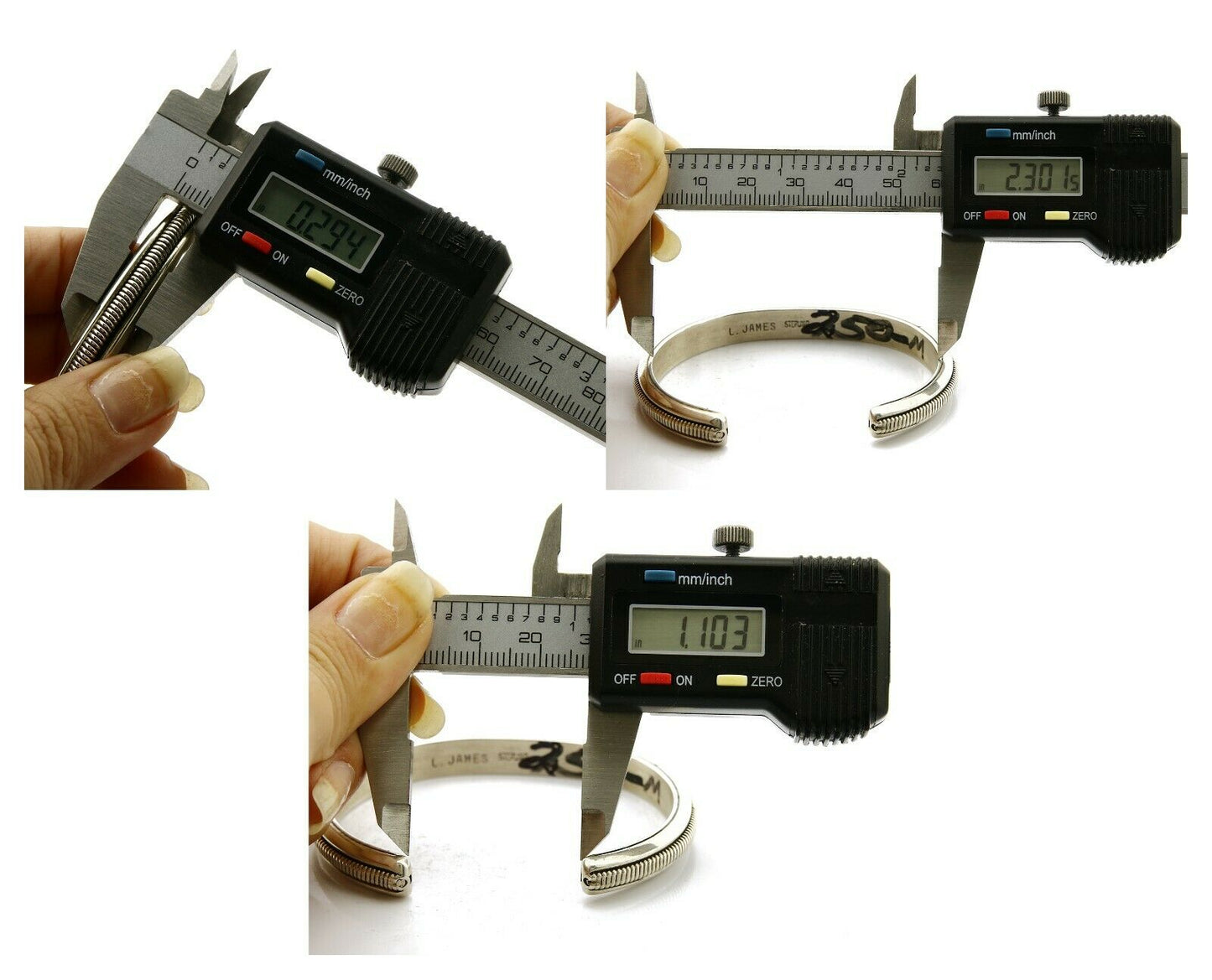 Women's Navajo Bracelet .925 Silver Handmade Cuff Signed L. James C.1980's