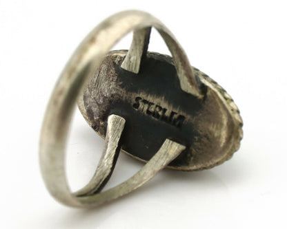 Navajo Ring .925 Silver Kingman Turquoise Native American Artist C.1980's
