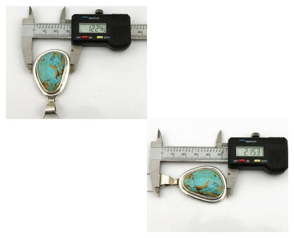 Navajo Necklace .925 Silver Morenci Turquoise Signed Sun C.1980's