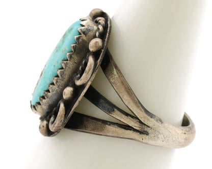 Navajo Ring .925 Silver Kingman Turquoise Artist Signed F C.80's