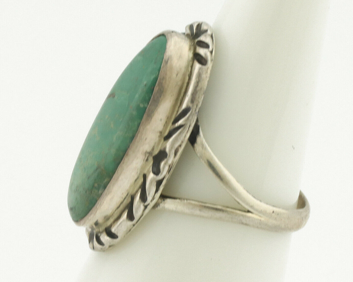 Navajo Ring .925 Silver Natural Turquoise Artist Signed Native American C.80's