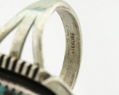 Navajo Ring .925 Silver Spiderweb Turquoise Artist Signed B C.1980's