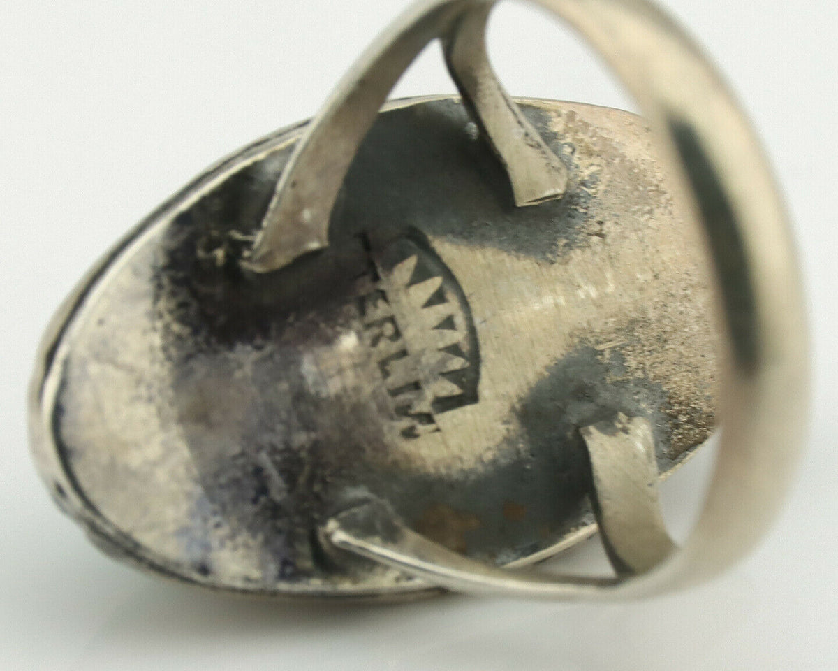 Navajo Ring .925 Silver Natural Turquoise Artist Signed Native American C.80's