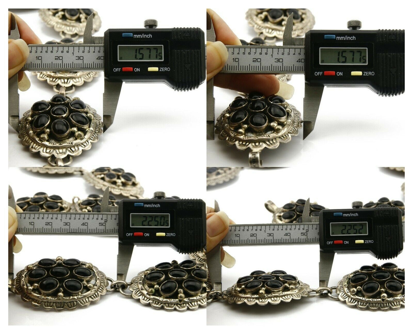 Navajo Concho Belt .925 Silver Onyx Signed M Montoya 80's