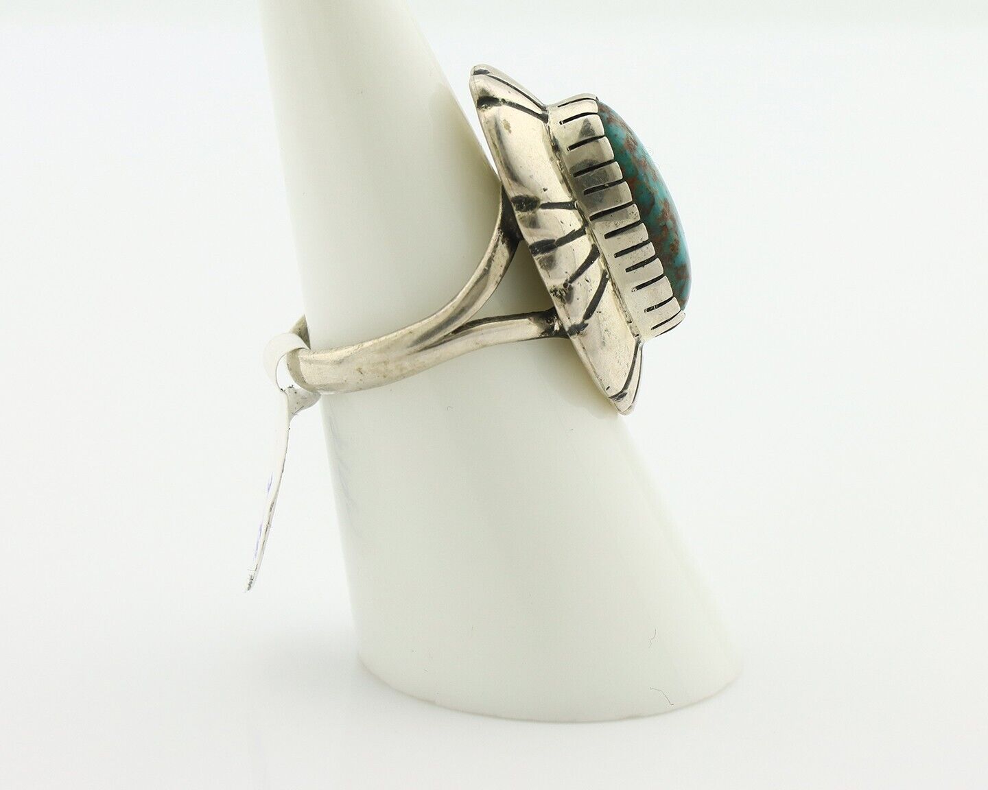 Navajo Ring .925 Silver Blue Gem Turquoise Artist Signed M Montoya C.80's