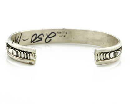 Navajo Bracelet .925 Silver Handmade Hand Stamped Signed Artist TAHE Circa 1980s