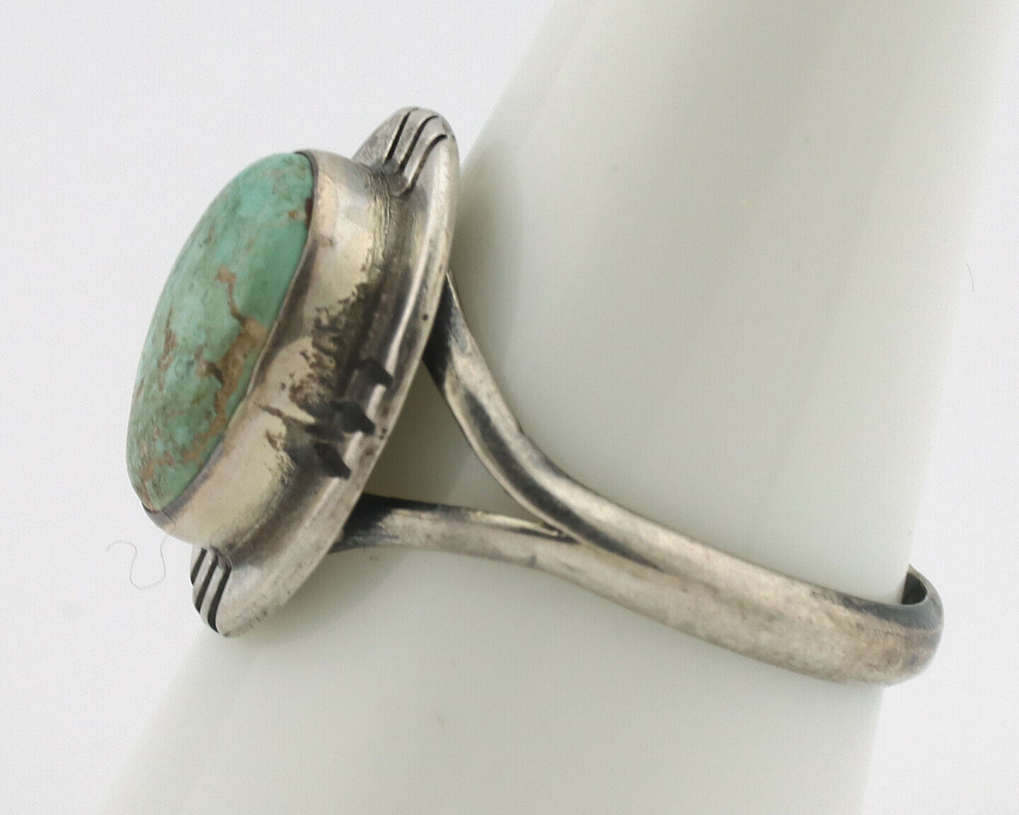 Navajo Ring .925 Silver Natural Mined Turquoise Native Artist Signed C.80's