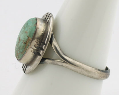 Navajo Ring .925 Silver Natural Mined Turquoise Native Artist Signed C.80's