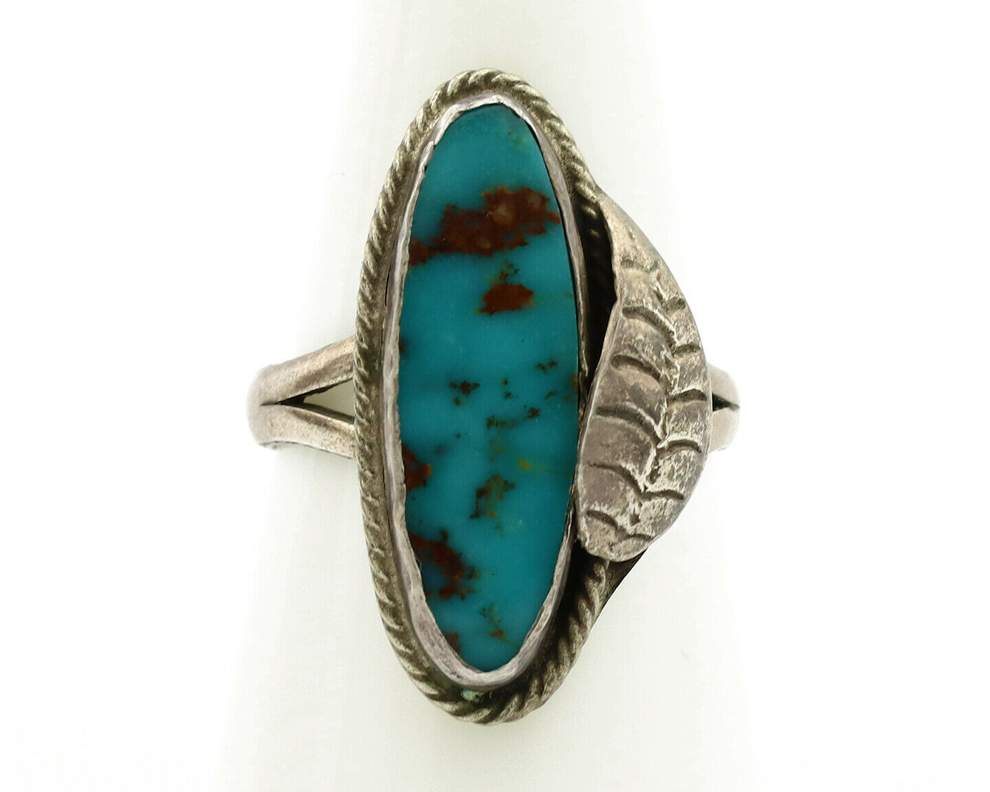 Navajo Ring .925 Silver Nevada Turquoise Native American Artist C.1980's