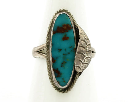 Navajo Ring .925 Silver Nevada Turquoise Native American Artist C.1980's