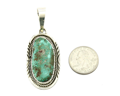 Navajo Pendant .925 Silver Royston Turquoise Signed Lee Bennett C.80's