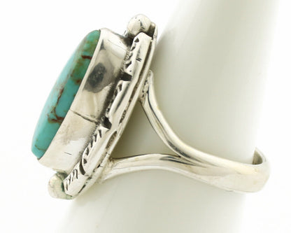 Navajo Ring .925 Silver Natural Mined Turquoise Artist Signed Gecko C.80's