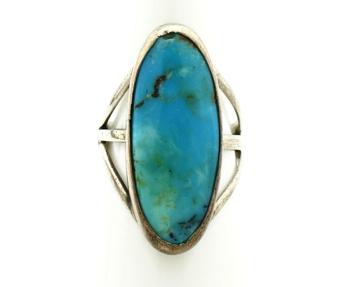Navajo Ring .925 Silver Nevada Turquoise Native American Artist C.80's