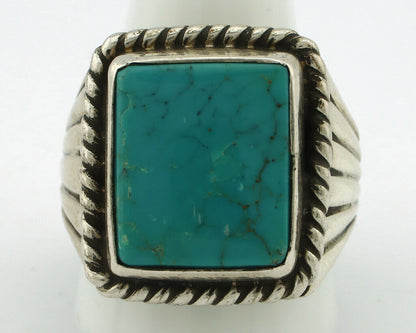 Navajo Ring .925 Silver Blue Green Turquoise Signed C Montoya C.80's