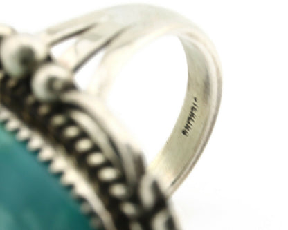 Navajo Ring .925 Silver Green Turquoise Native American Artist C.80's