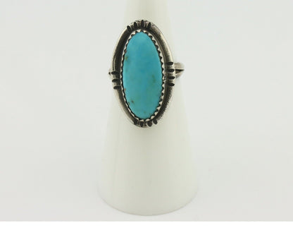 Navajo Ring .925 Silver Natural Blue Turquoise Native American Artist C.80's