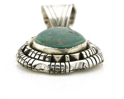 Navajo Pendant .925 Silver Kingman Turquoise Signed Artist FT C.80's