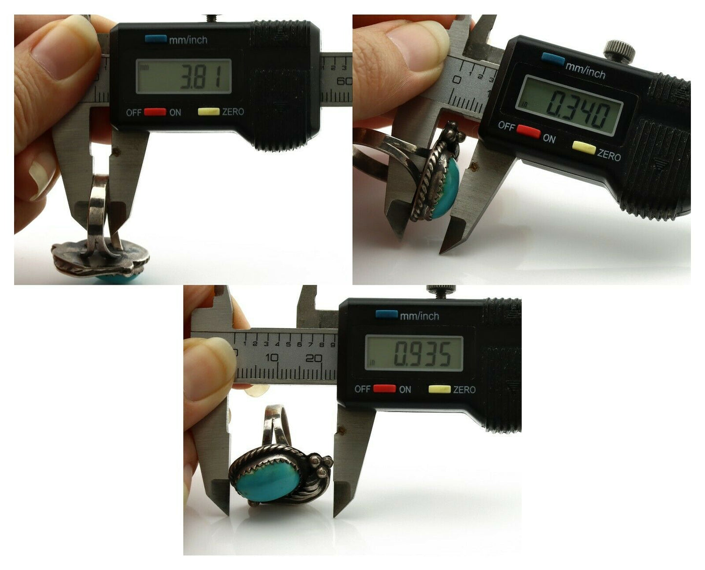 Navajo Ring .925 Silver Blue Turquoise Native American Artist C.1980's