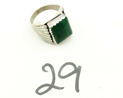 Navajo Ring .925 Silver Natural Malachite Signed Artist DL Native American C.80s