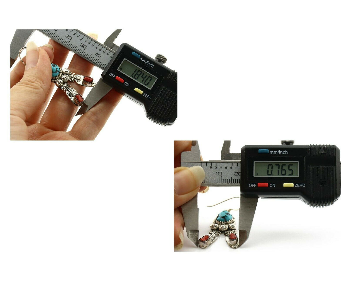 Navajo Earrings .925 Silver Blue Nugget Turquoise Artist Signed Running Bear C80