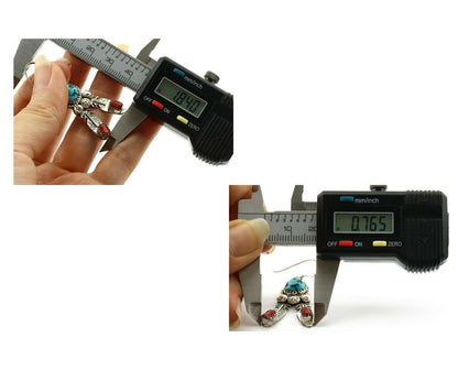 Navajo Earrings .925 Silver Blue Nugget Turquoise Artist Signed Running Bear C80