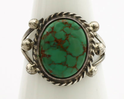 Navajo Ring .925 Silver Natural Green Turquoise Artist Signed R C.80's