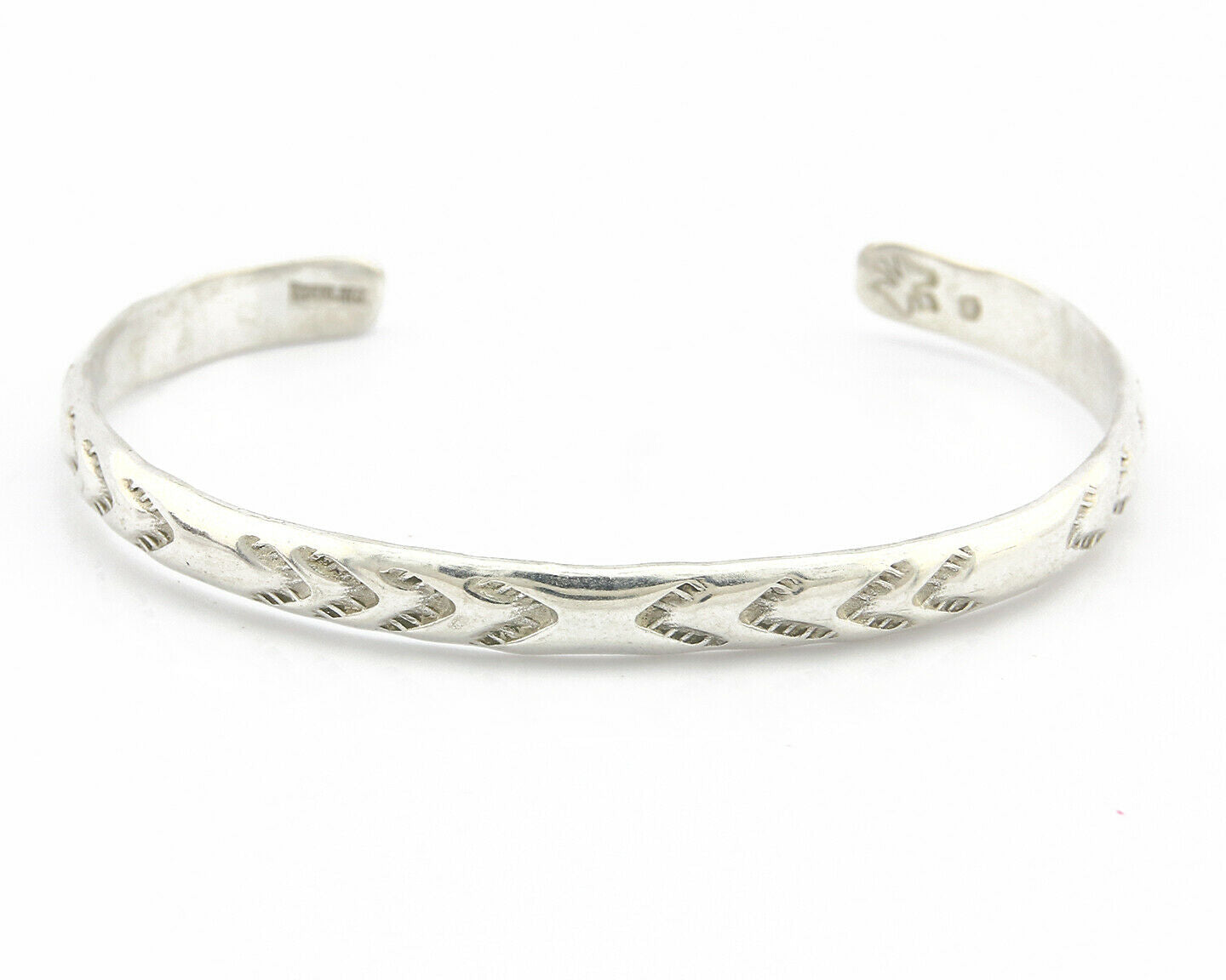Navajo Bracelet .925 Silver Hand Stamped Arrow Head Artist Montoya C.80's