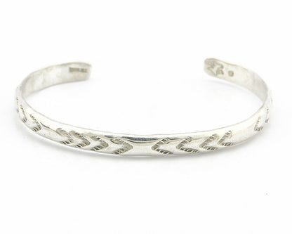 Navajo Bracelet .925 Silver Hand Stamped Arrow Head Artist Montoya C.80's