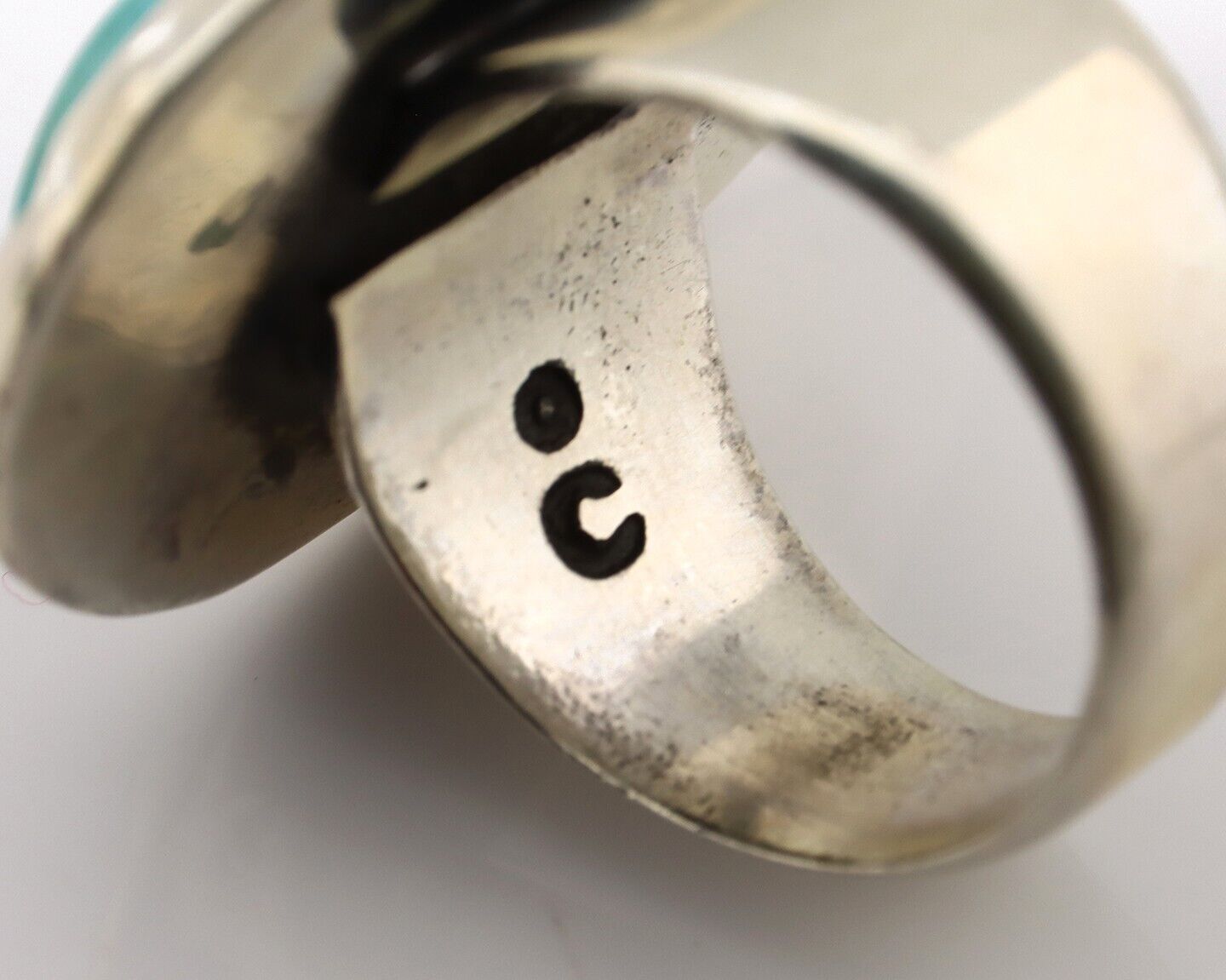 Navajo Ring 925 Silver Natural Blue Turquoise Native Artist Signed C Montoya C80