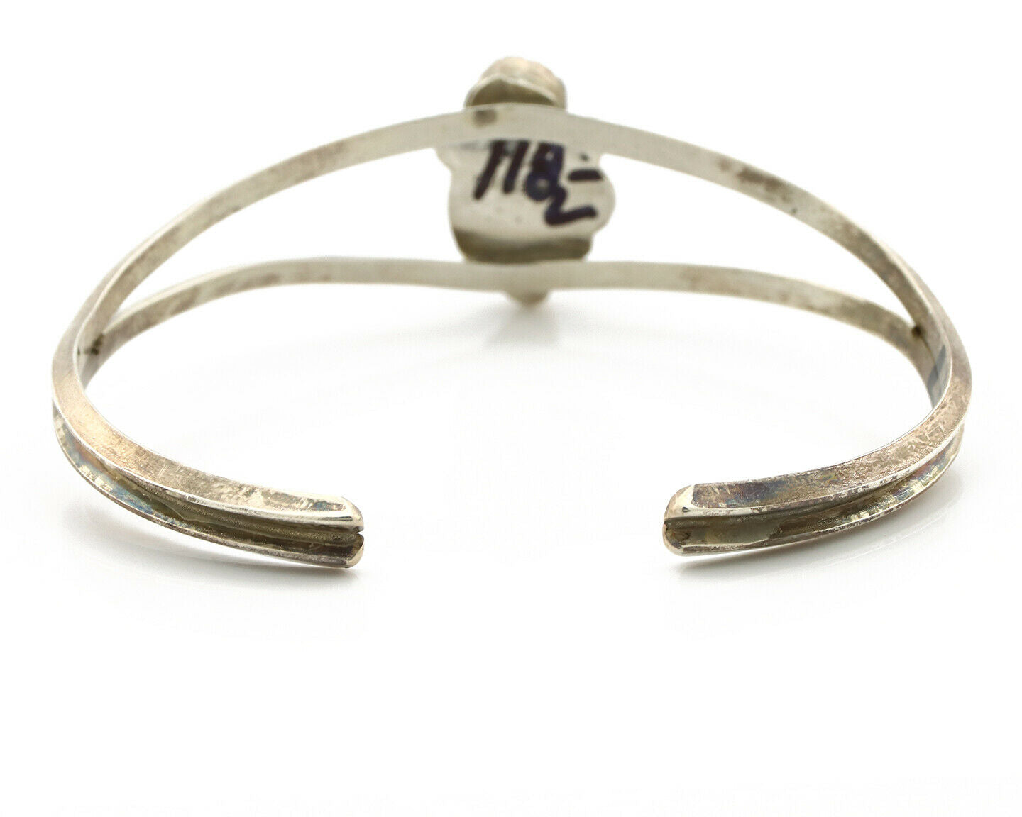 Navajo Bracelet .925 Silver Natural Turquoise & Coral Native American Artist 80s