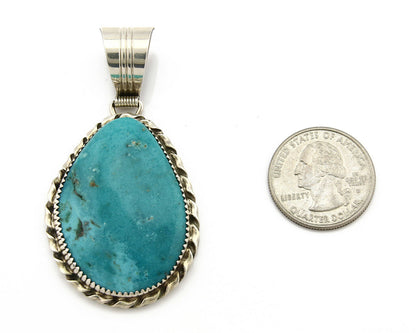 Navajo Pendant Turquoise Mountain .925 Silver Signed LTB C.80's