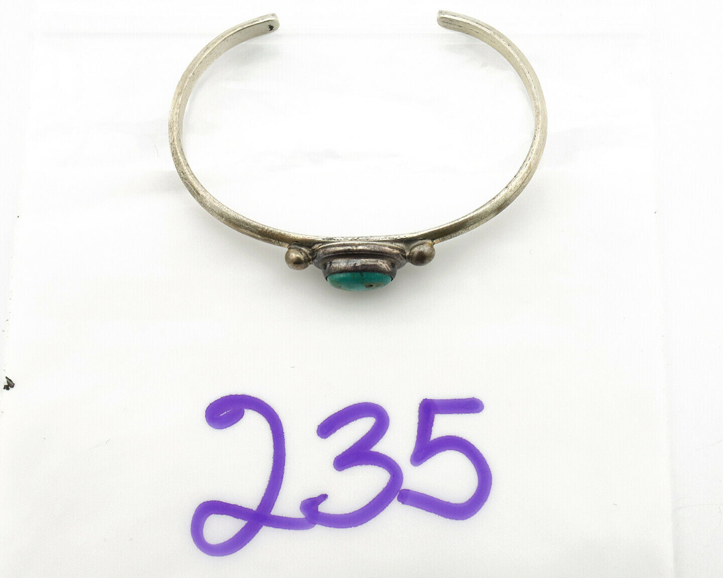 Navajo Bracelet .925 Silver Bisbee Turquoise Native American Artist C.90's