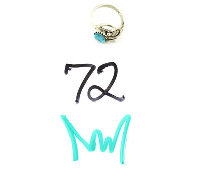 Navajo Ring .925 Silver Sleeping Beauty Turquoise Native Artist Signed C.80's