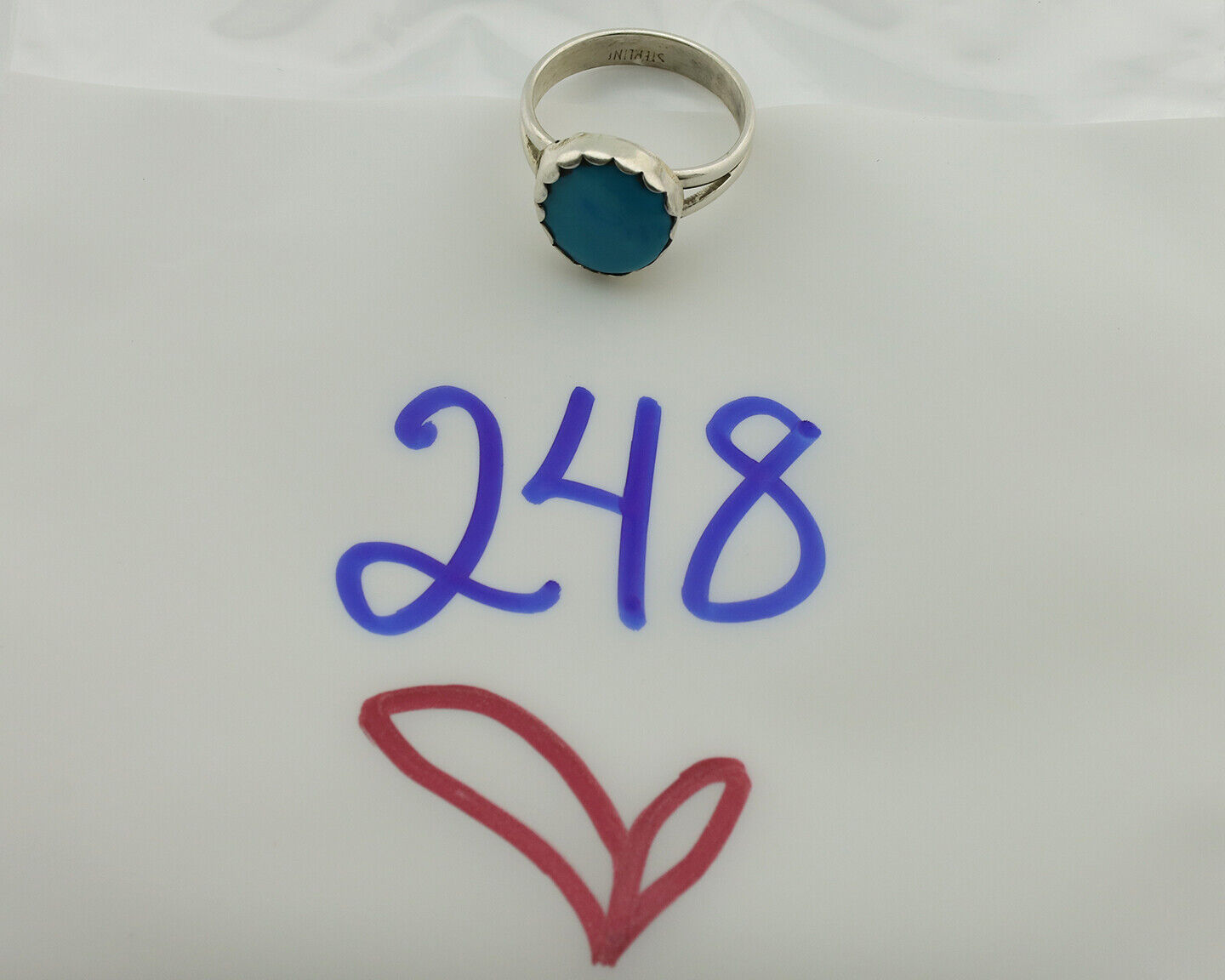 Navajo Ring .925 Silver Sleeping Beauty Turquoise Native American Artist C.1980s