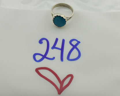 Navajo Ring .925 Silver Sleeping Beauty Turquoise Native American Artist C.1980s
