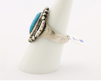 Navajo Ring 925 Silver Blue Gem Turquoise Artist Signed RR C.80's