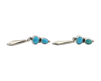 Navajo Earrings 925 Silver Natural Blue Turquoise Native American Earrings C80's