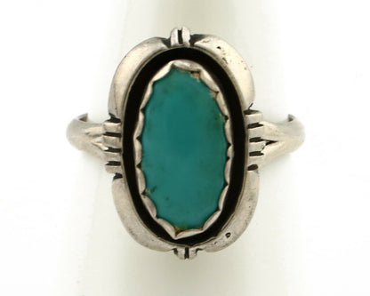 Navajo Ring .925 Silver Kingman Turquoise Handmade Native American Artist C.80's