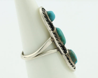 Navajo Ring .925 Silver Natural Blue Turquoise Native American Artist C.80's