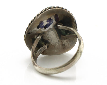 Navajo Ring 925 Silver Seafoam Turquoise Native American Artist C.1980's