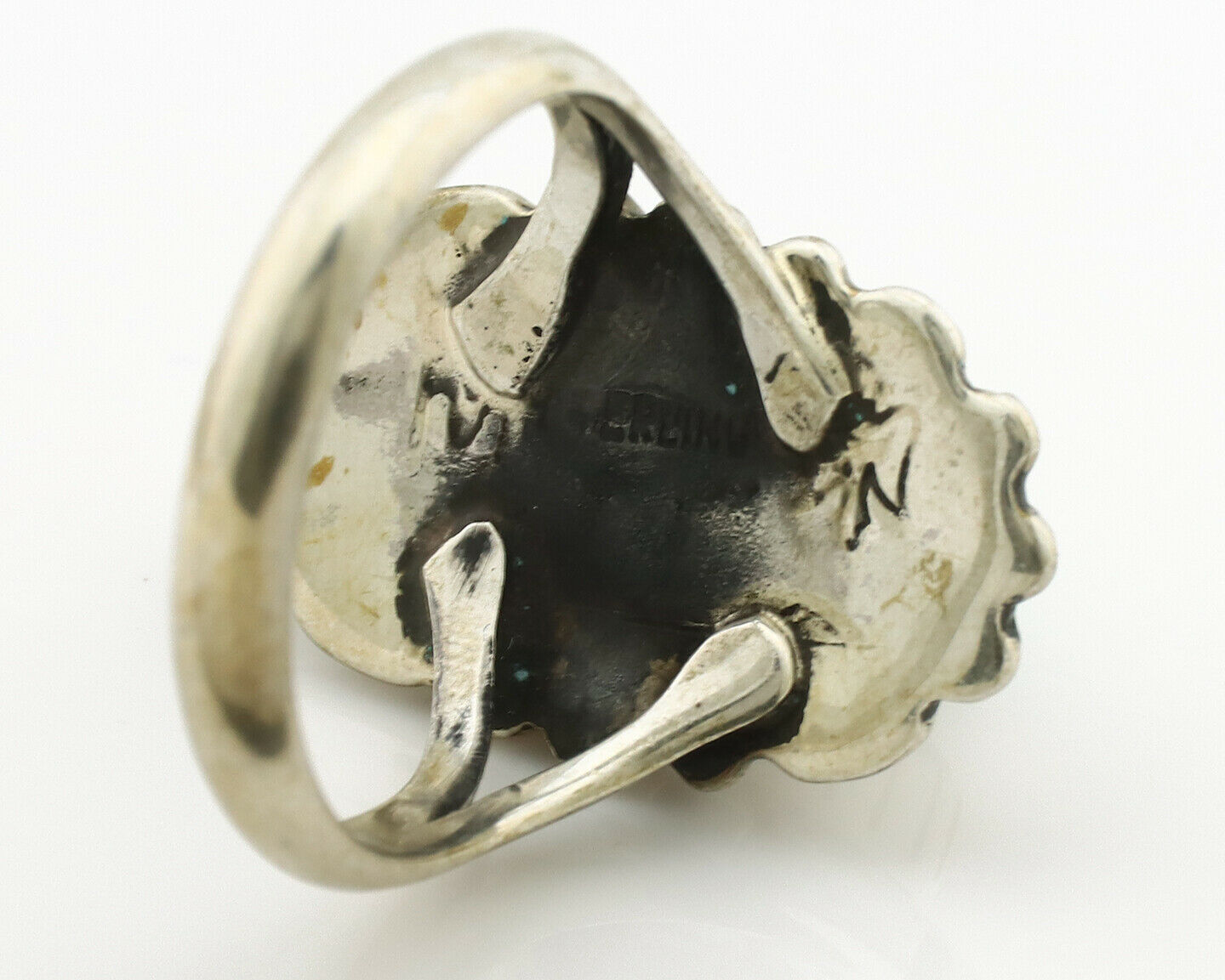 Navajo Ring .925 Silver Natural Mined Turquoise Artist Signed M Montoya C.80's