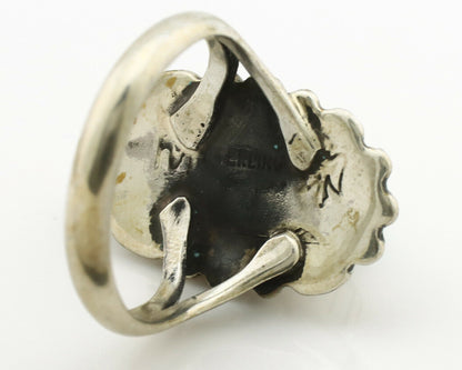 Navajo Ring .925 Silver Natural Mined Turquoise Artist Signed M Montoya C.80's