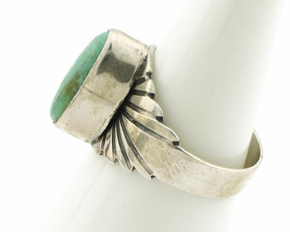 Navajo Ring .925 Silver Kingman Turquoise Artist Signed Apache C.80's