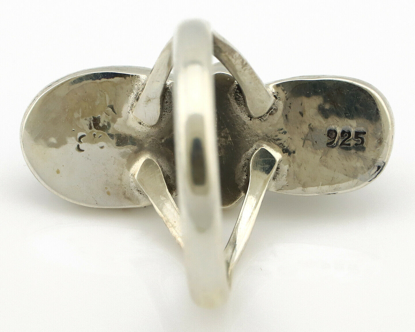 Navajo Ring .925 Silver Blue Turquoise & Red Coral Native American Artist C.80's