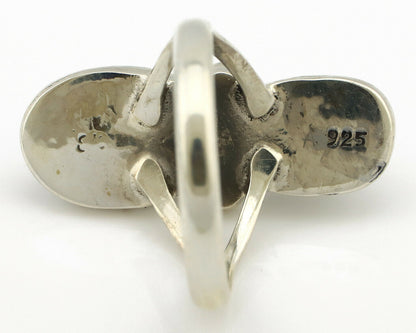 Navajo Ring .925 Silver Blue Turquoise & Red Coral Native American Artist C.80's