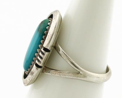 Navajo Ring .925 Silver Nevada Turquoise Native American Artist C.1980's